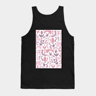 Vintage Aesthetic Minimalist Danish Pastel Abstract Design in Pink Tank Top